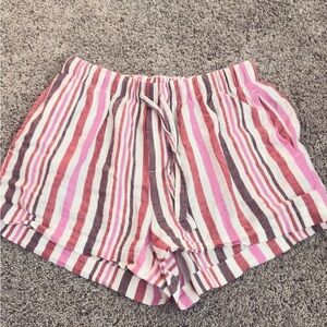 Auden Pink and Brown Striped High Waist Shorts